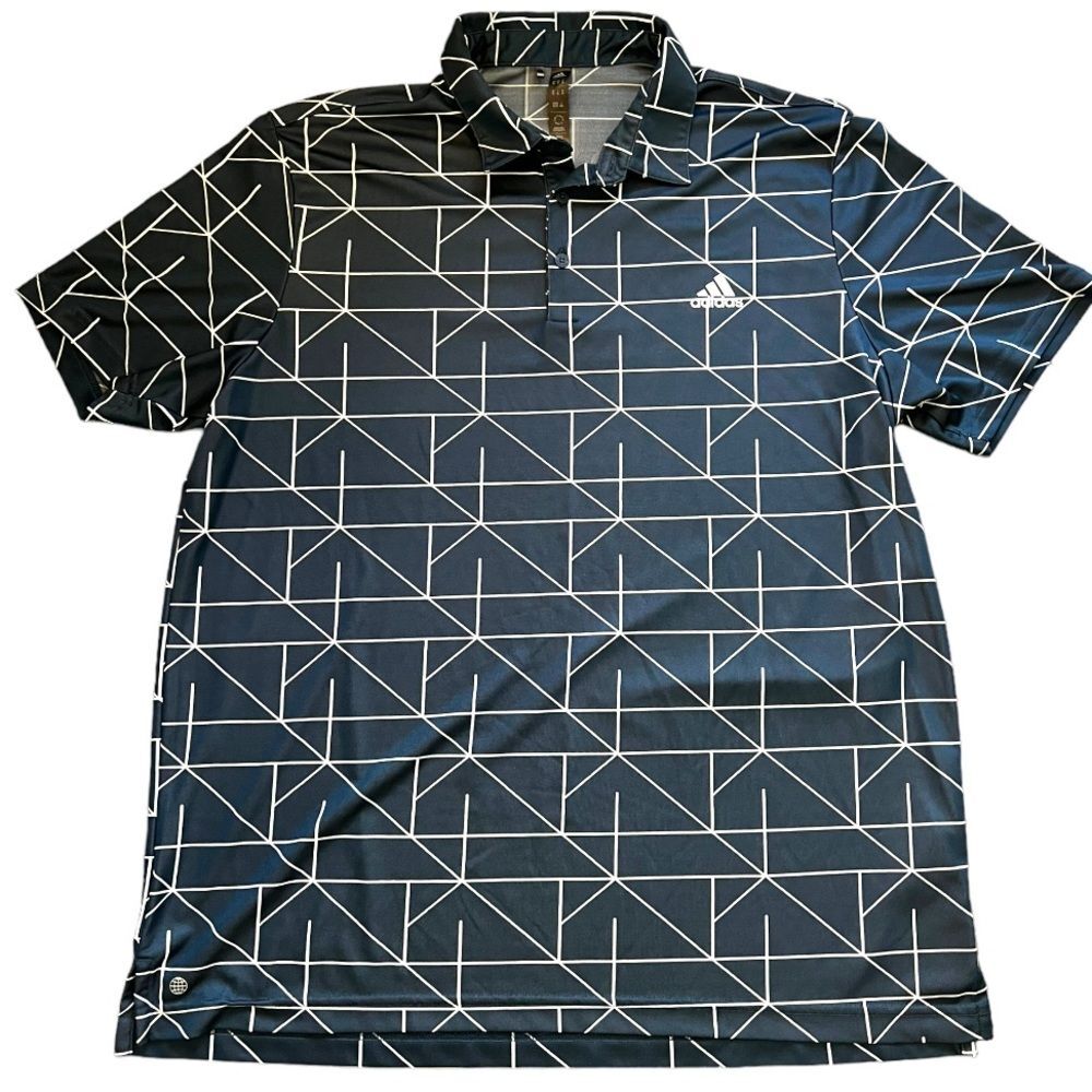Adidas Men’s Performance Polo Size XL Golf All Over Print Geometric Blue